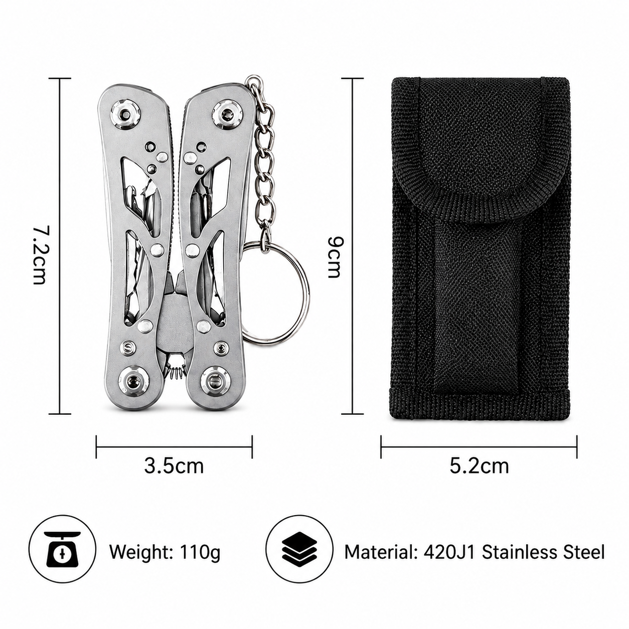 Compact Multi-Tool Pliers for Outdoor (Stainless Steel)