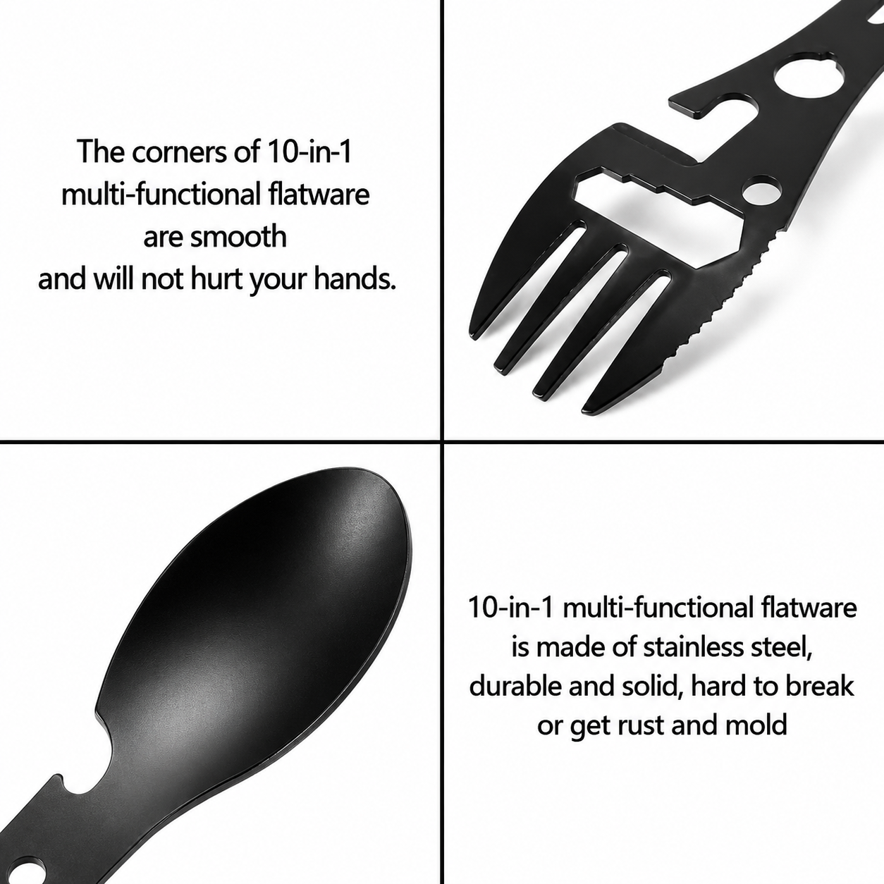 10-in-1 Lightweight Outdoor Fork Spoon Tool for Camping & Hiking