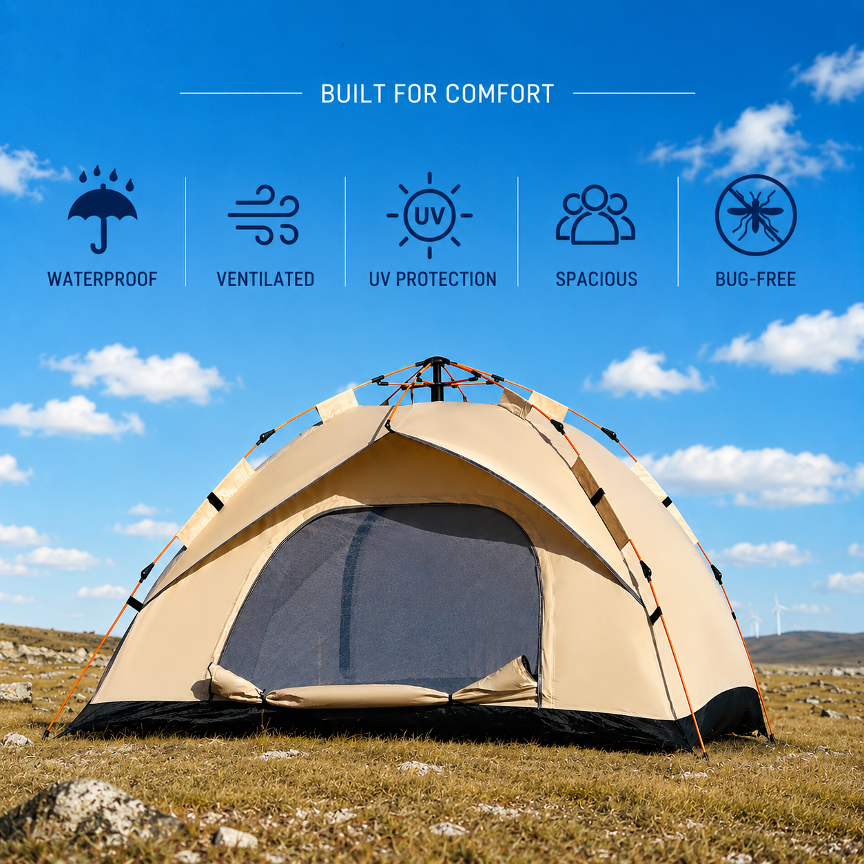 2-Person Instant Camping Tent – Waterproof & UV Protection