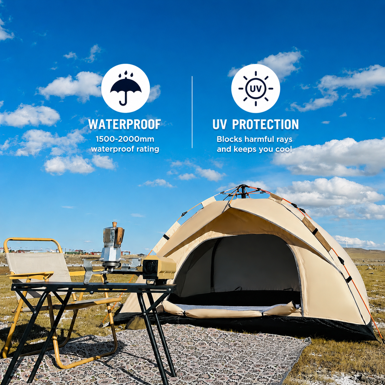 2-Person Instant Camping Tent – Waterproof & UV Protection
