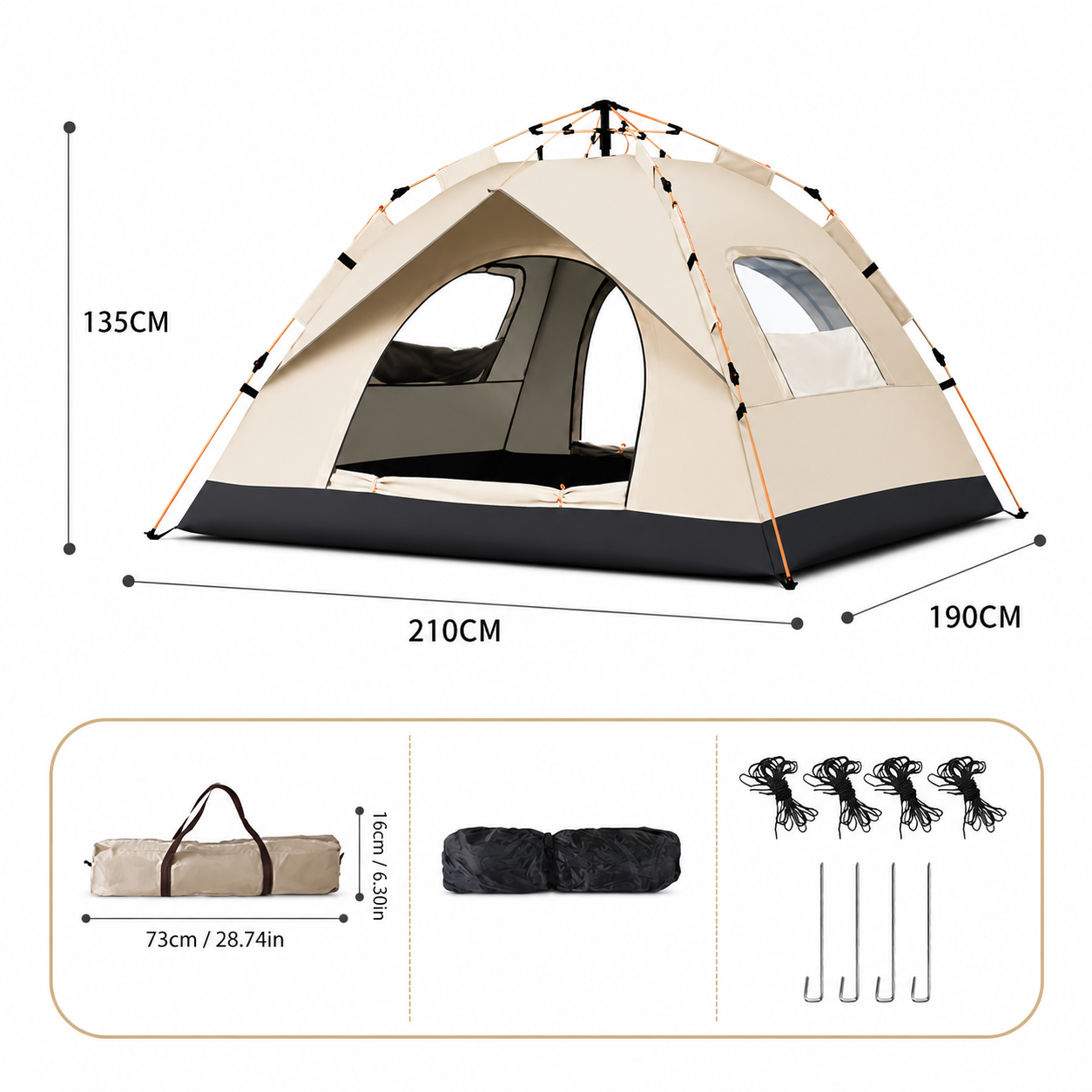 2-Person Instant Camping Tent – Waterproof & UV Protection